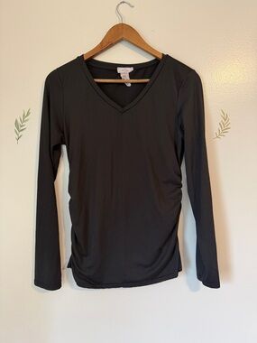Winter Wren Maternity Classic Black V-Neck Long Sleeve Top Women Medium